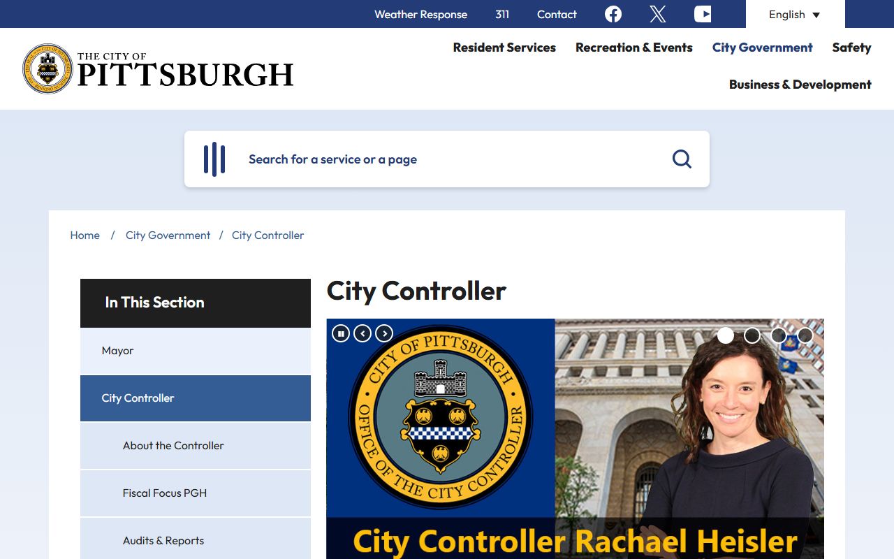 Pittsburgh City Controller's Office for Pittsburgh unclaimed money inquiries