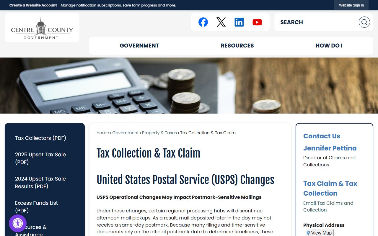 Centre County Tax Collection and Tax Claim Bureau excess funds from tax sales