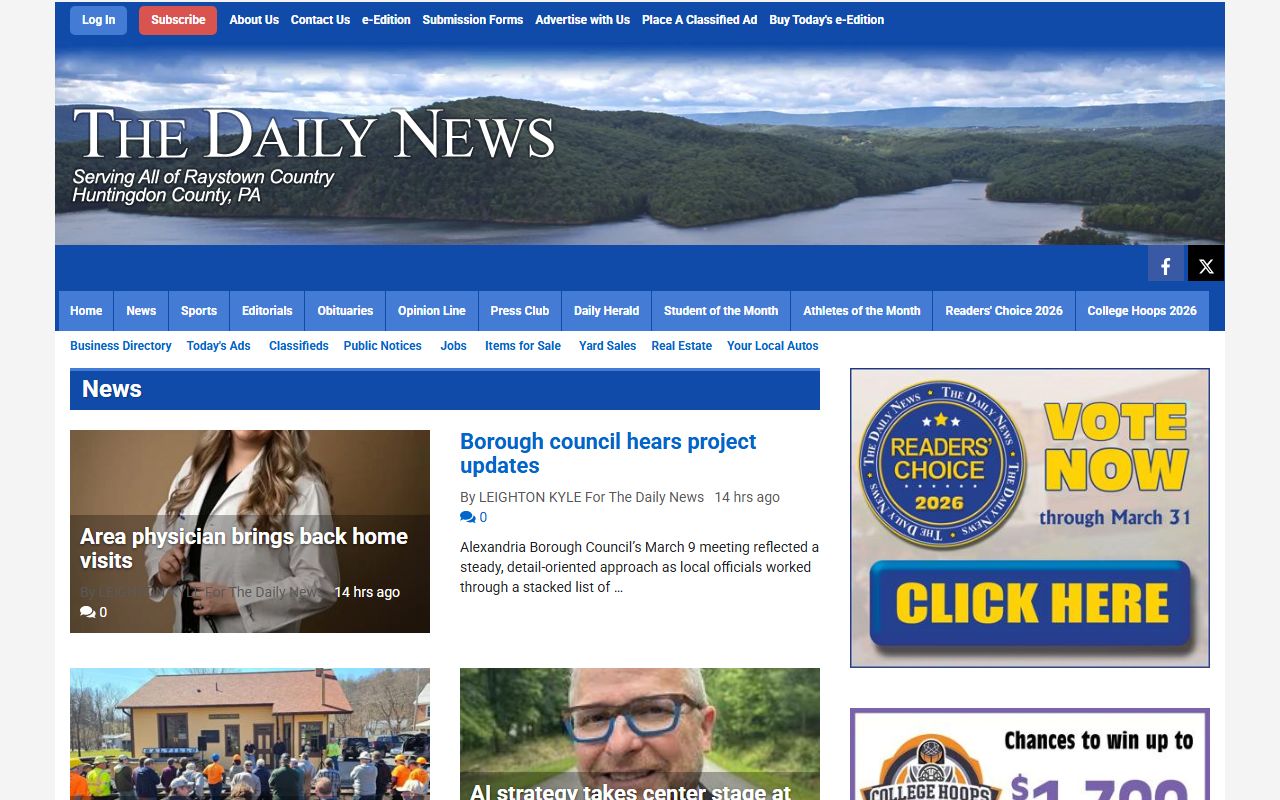 Huntingdon County Daily News website for Huntingdon County unclaimed money