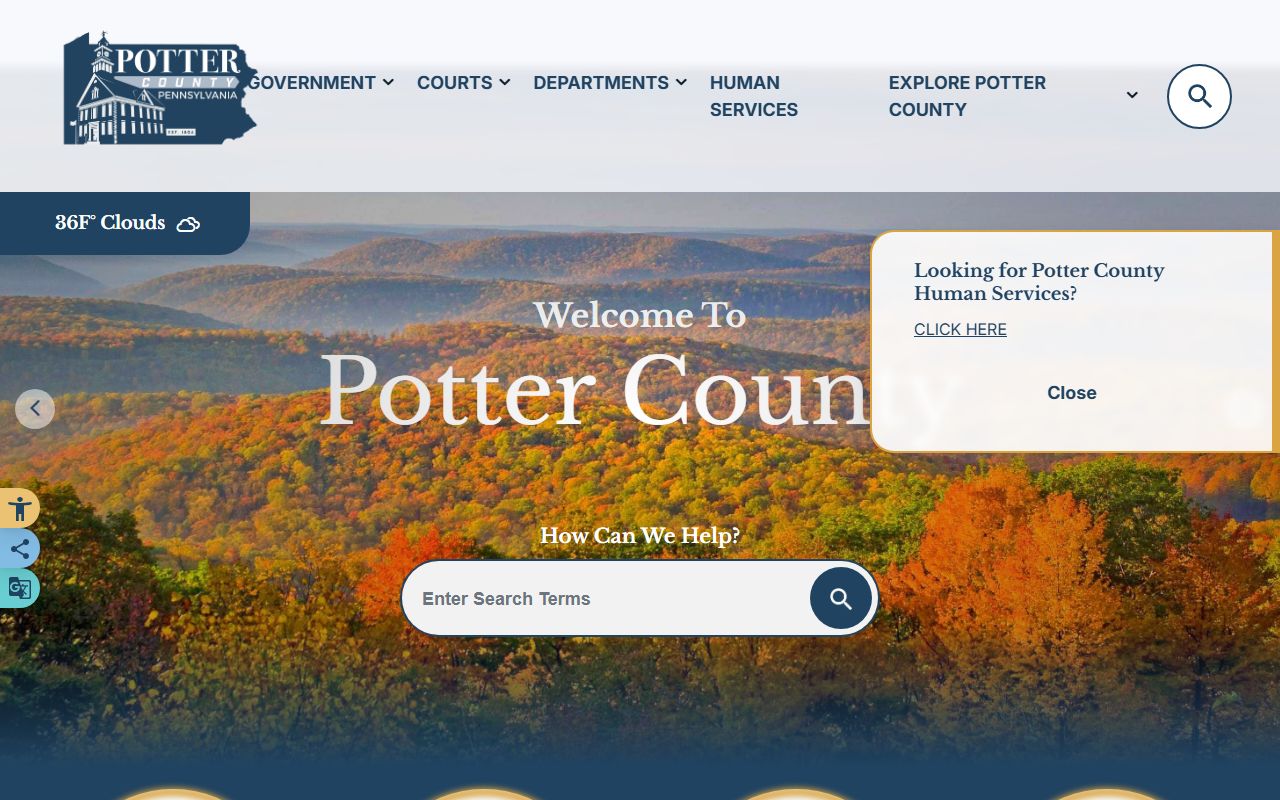 Potter County official website for unclaimed money and county financial records