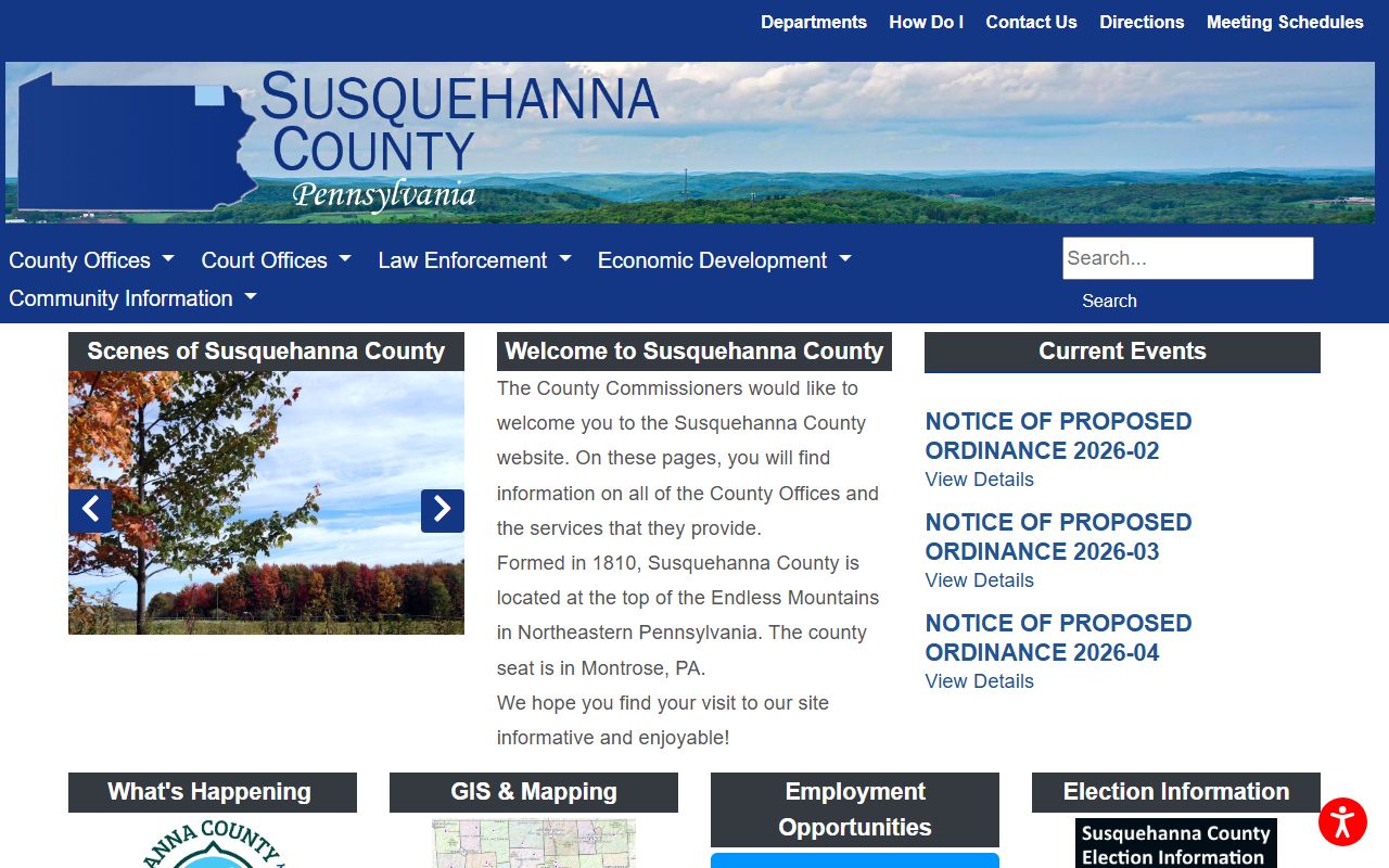 Susquehanna County official website for unclaimed money research