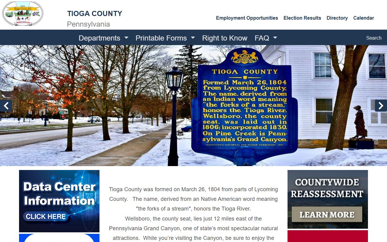 Tioga County official website for unclaimed money and property research