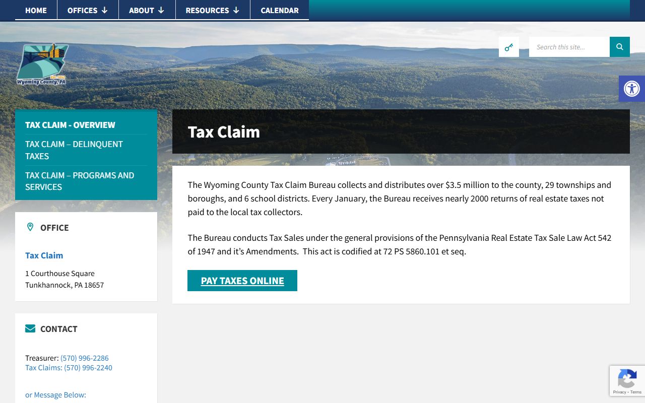 Wyoming County Tax Claim Bureau unclaimed money and abandoned property