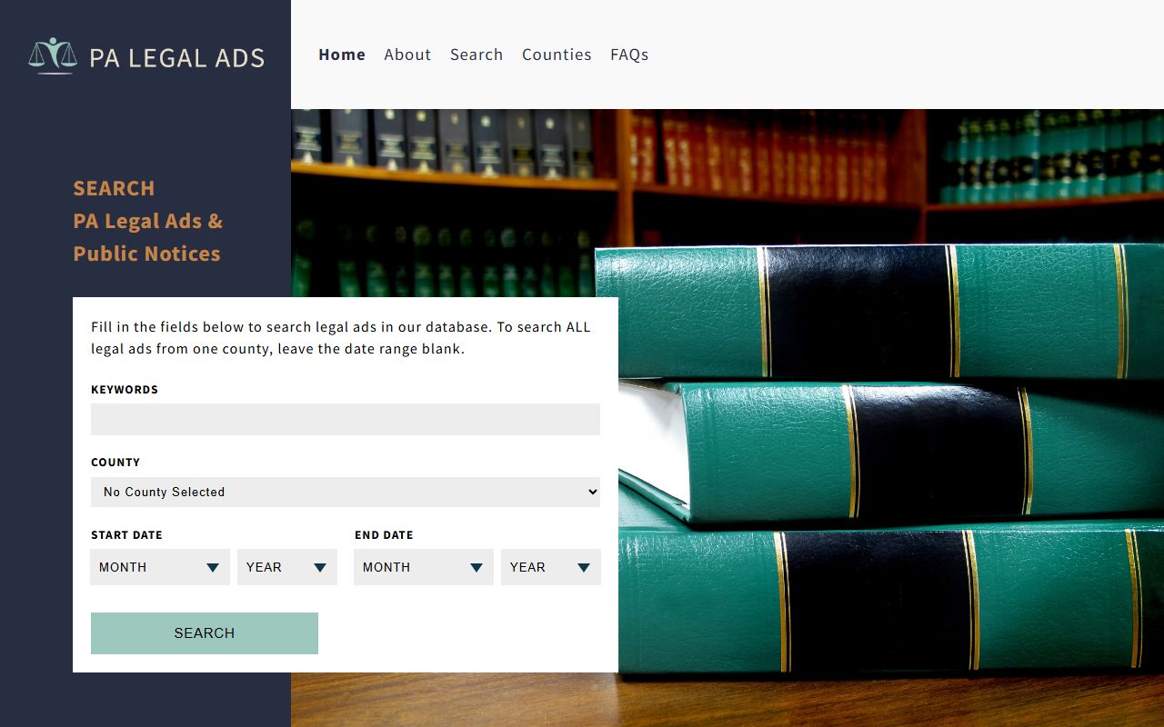 Pennsylvania unclaimed money county legal ads published notices database